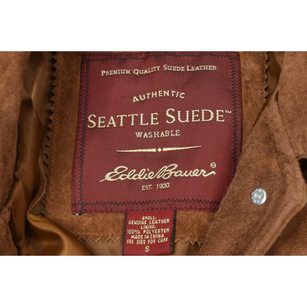 Vintage Eddie Bauer Seattle Suede Jacket Womens Small Brown Long Sleeve ButtonUp - Picture 6 of 12